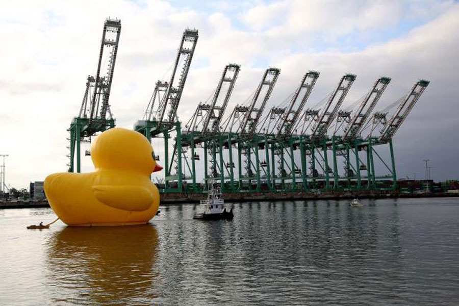 Гумена патка, холандског умјетника Флорентијна Хофмана, упловила у луку Лос Анђелеса.