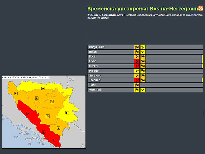 Црвени метеоаларм за Херцеговину - Фото: илустрација