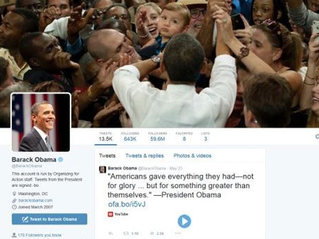 Барак Обама на Твитеру - Фото: Screenshot