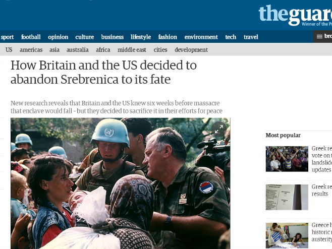 Гардијан о догађајима у Сребреници - Фото: Screenshot