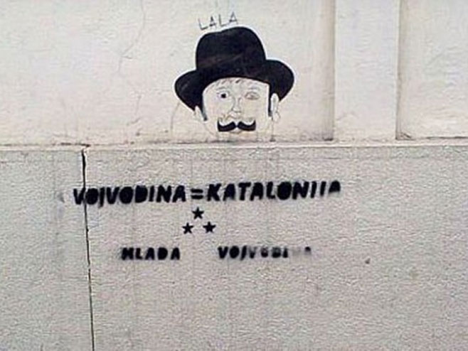 Графити "Војводина=Каталонија" осванули  по градовима у Војводини (Фото: 021.rs) - 