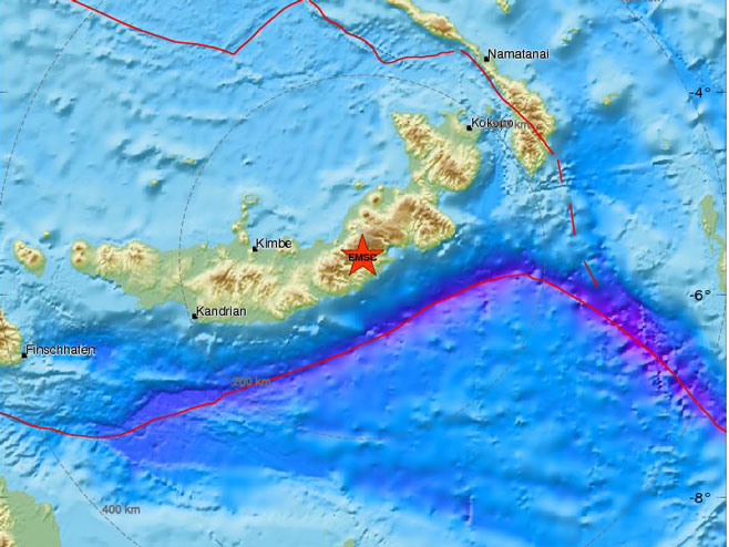 Земљотрес код Папуа Нове Гвинеје (Фото: www.emsc-csem.org) - 