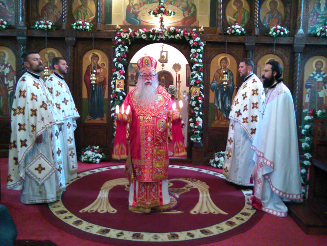 Митрополит Хризостом служи литургију, Црква Светог пророка Илије Соколац - Фото: СРНА