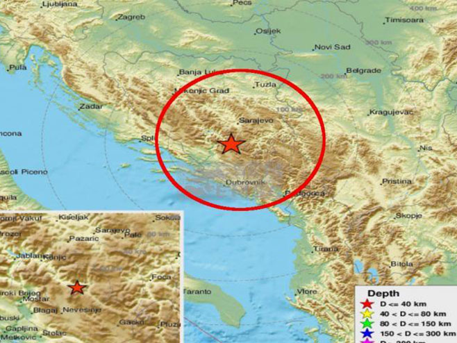 Нови земљотрес у Невесињу (фото:Twitter/Printscreen/EMSC) - 