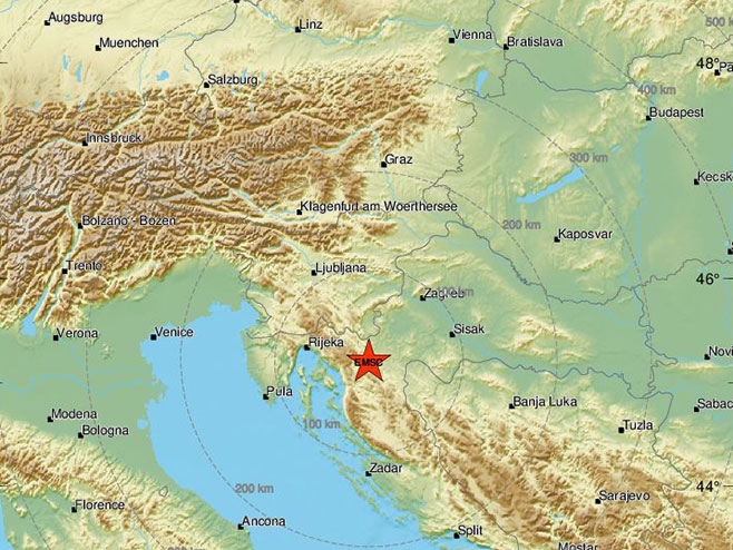 Земљотрес у Хрватској (фото: emsc.eu) - 