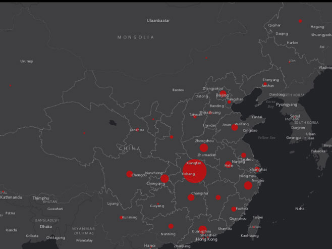 Објављена интерактивна мапа ширења корона вируса (Фото:gisanddata.maps.) - 
