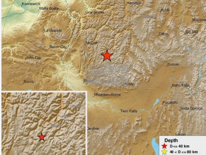 Земљотрес у Ајдаху (фото:EMSC-CSEM) - Фото: Тwitter