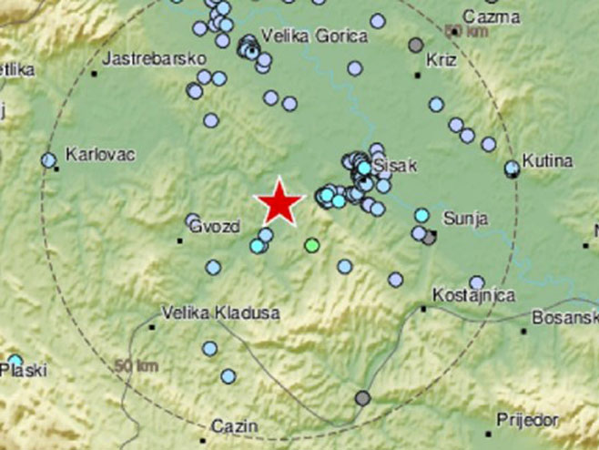 Земљотрес на подручију Петриње (фото: EMSC) - 