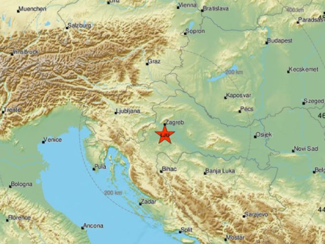 Земљотрес код Петриње (Фото: emsc-csem.org) - 