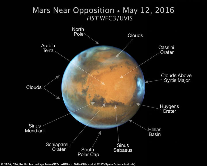 Mars (foto: NASA/ESA/Hubble Heritage Team - STScI/AURA, J. Bell - ASU, M. Wolff - Space Science Institute via AP)