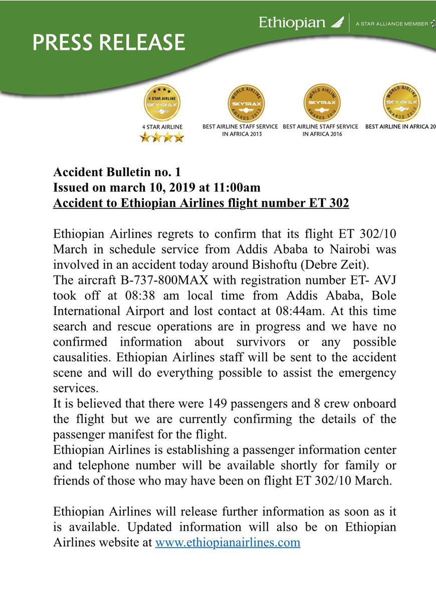 У Етиопији се срушио авион са 157 људи