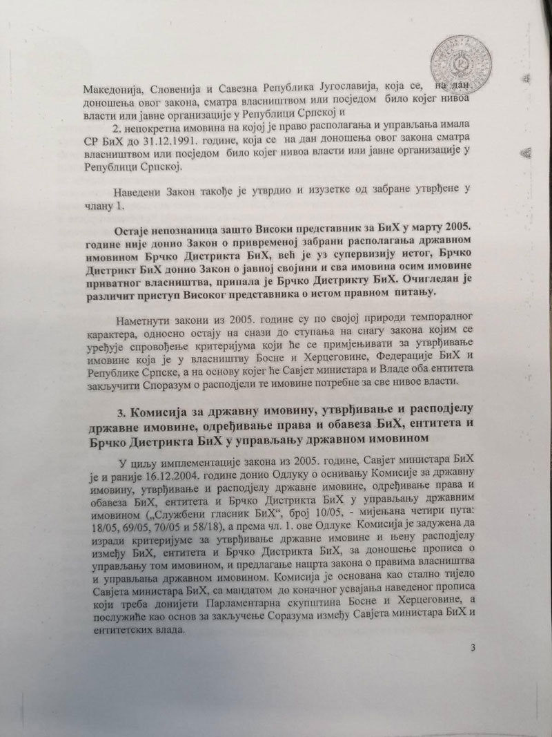Informacija u vezi antidejtonskog djelovanja Ustavnog suda BiH 