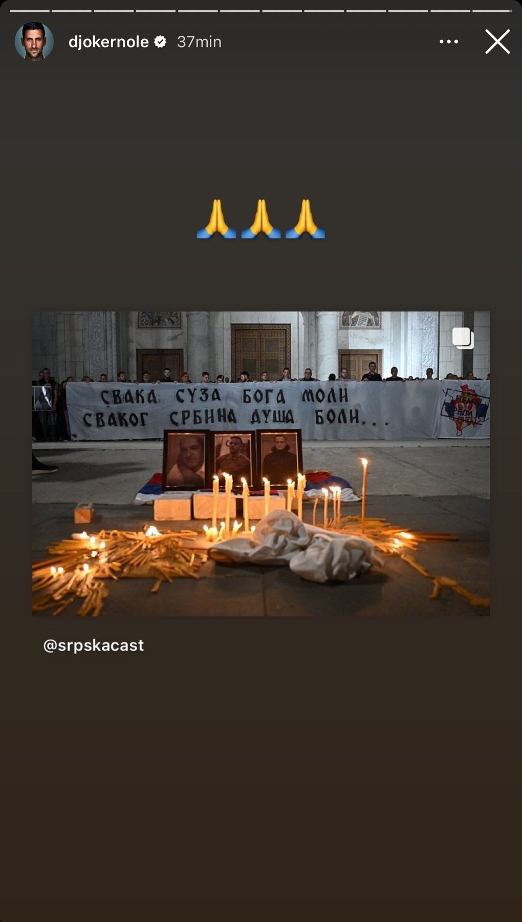 Đoković poslao poruku podrške Srbima na KiM (Foto: instagram.com/djokernole) 