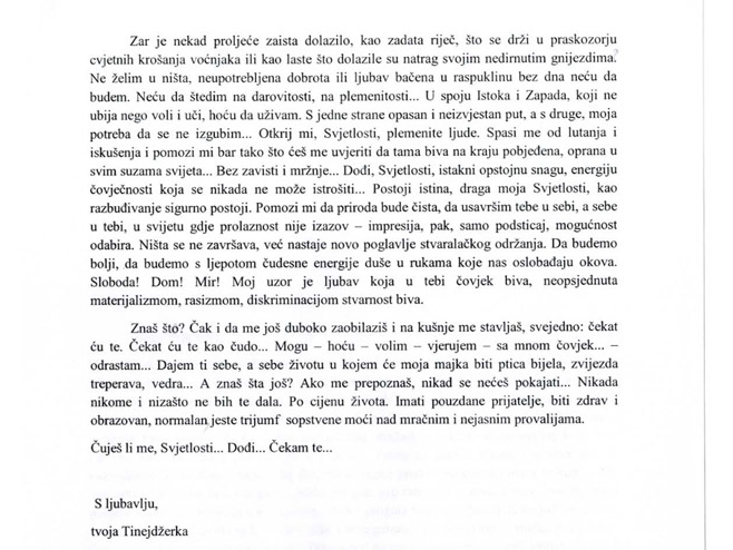 Најљепше писмо написала ученица из Зенице (Фото: postesrpske.com/PrintScreen)
