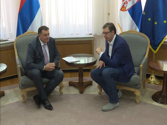 Sastanak Dodika i Vučića (Foto: TANЈUG)