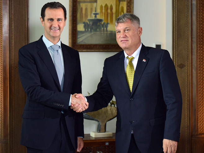 Bašar el Asad i Miroslav Lazanski (Foto: RTRS)