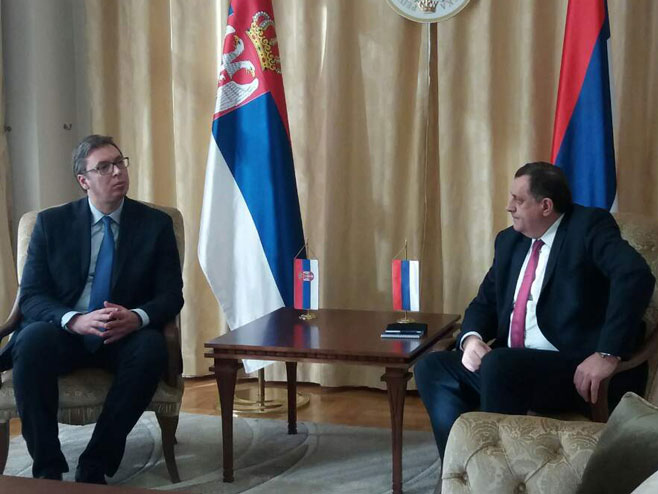 Sastanak Dodika i Vučića u Istočnom Sarajevu (Foto: SRNA)