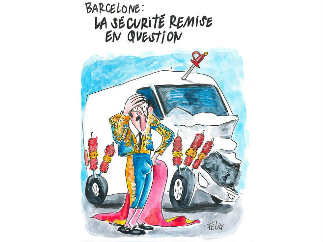 Šarli Ebdo karikatura: "Barselona: Bezbjednost ponovo dovedena u pitanje"  (Foto Charlie Hebdo Officiel)