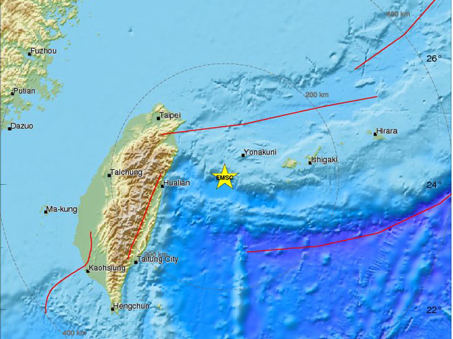 Земљотрес магнитуде шест степени код Хуалијена (Фото: www.emsc-csem.org) - 