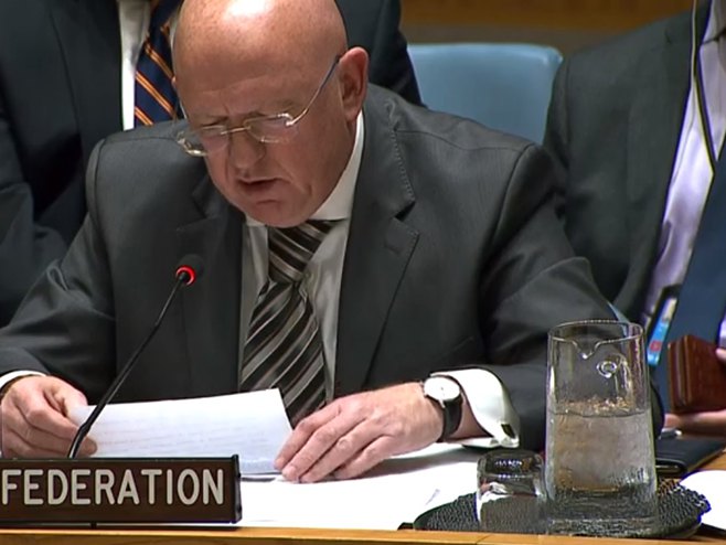 Ambasador Rusije pri UN Vasilij Nebenzja (Foto: Screenshot)