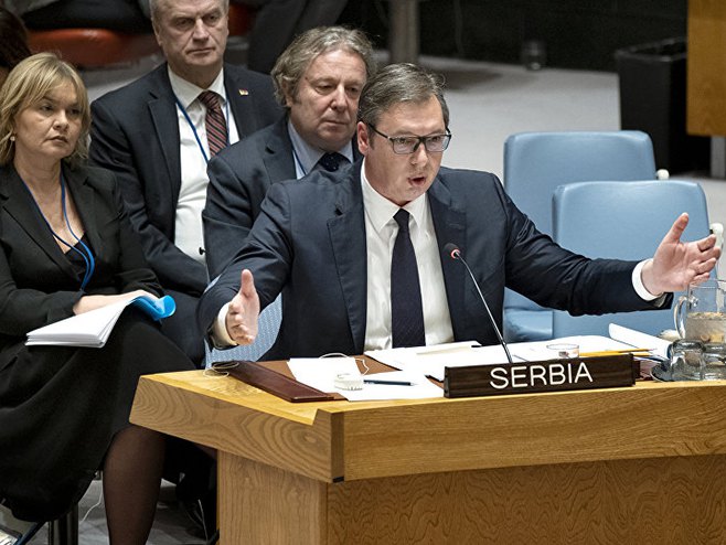 Vučić u Savjetu bezbjednosti UN (Foto: AP Photo/Craig Ruttle) 