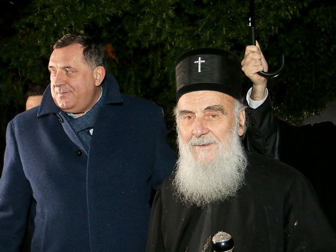 Predsjedavajući Dodik dočekao patrijarha Irineja (Foto: RTRS)