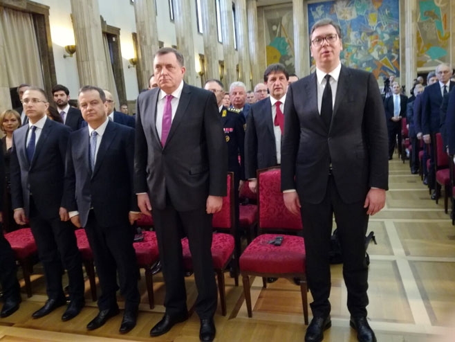 Nebojša Stefanović, Ivica Dačić, Milorad Dodik i Aleksandar Vučić (Foto: RTRS)