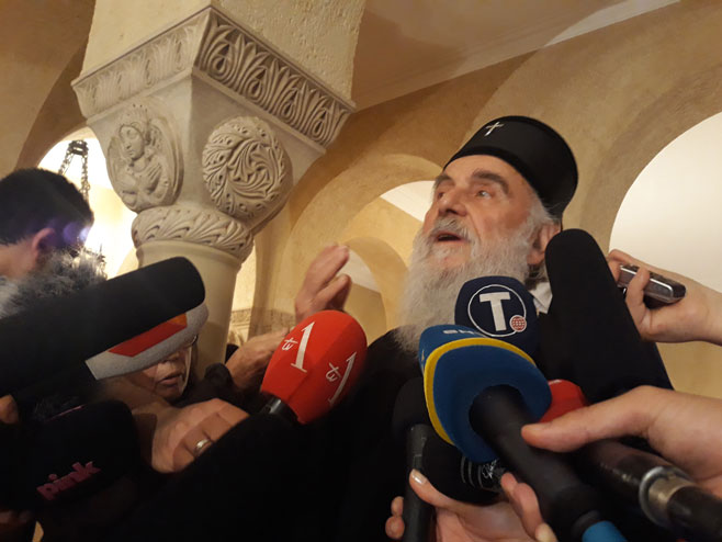 Београд - патријарх Иринеј - новинари - Фото: СРНА