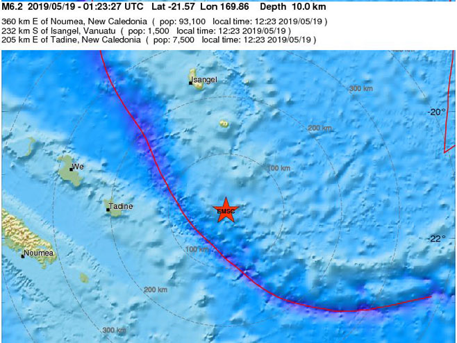 Епицентар земљотреса у Новој Каледонији (фото: emsc.eu) - 