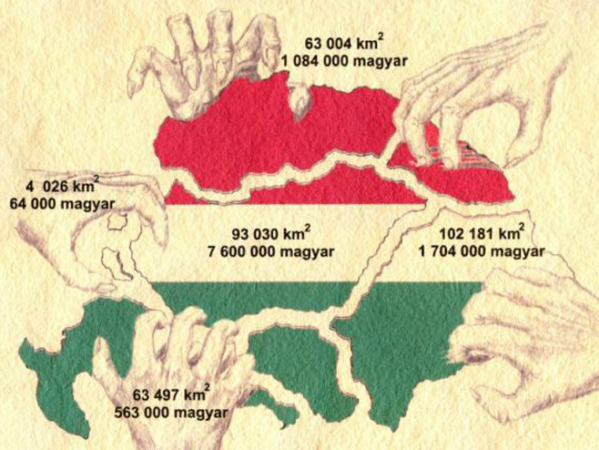 Карта "историјске" Мађарске (фото: abouthungary.hu) - 