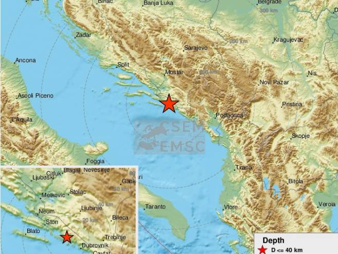 Епицентар земљотреса (фото: twitter.com/LastQuake) Епицентар земљотреса (фото: twitter.com/LastQuake) -