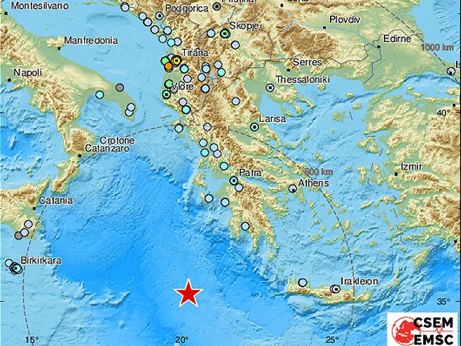 Земљотрес у Средоземљу (фото: EMSC) - 