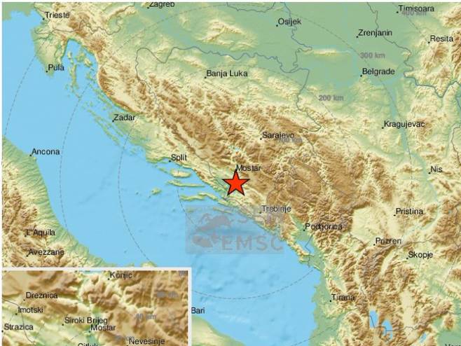 Земљотрес код Мостара, Фото: EMSC Twitter - 