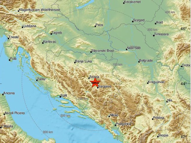 Земљотрес на подручју Брезе (фото:emsc-csem.org) - 