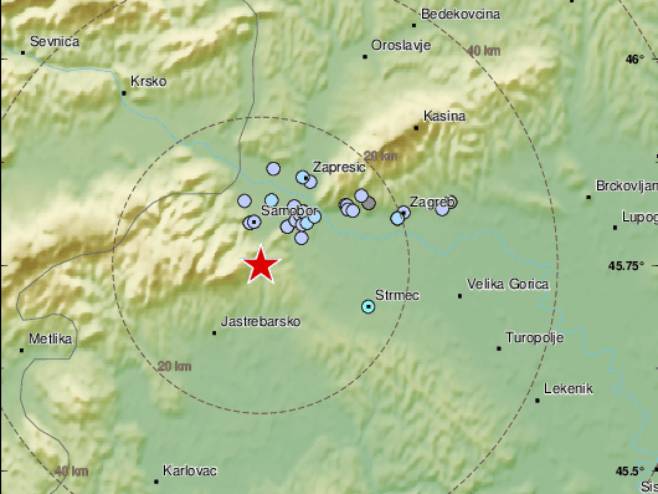 Eпицентар земљотреса (фото: EMSC) - 