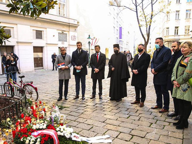 Српска делегација одала почаст жртвама терористичког напада у Бечу - Фото: РТРС