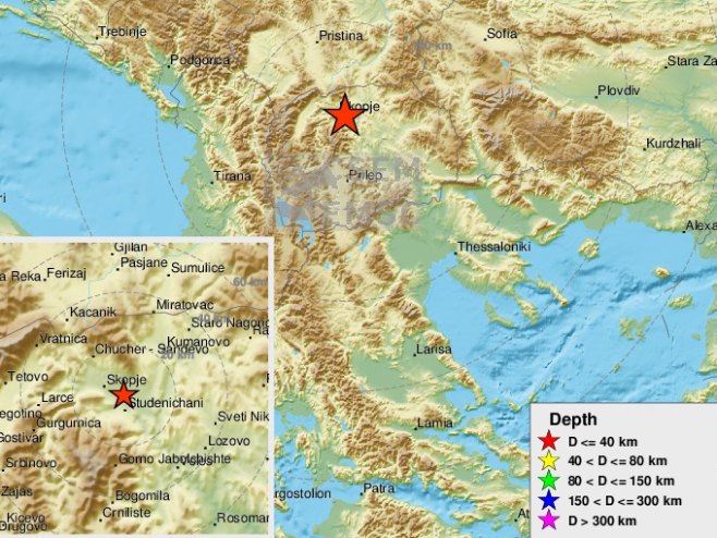 Земљотрес код Скопља (фото:EMSC@LastQuake) - 