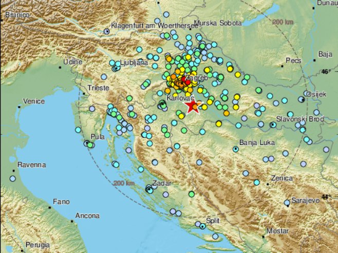 Земљотрес у Петрињи (фото:EMSC) - Фото: Тwitter
