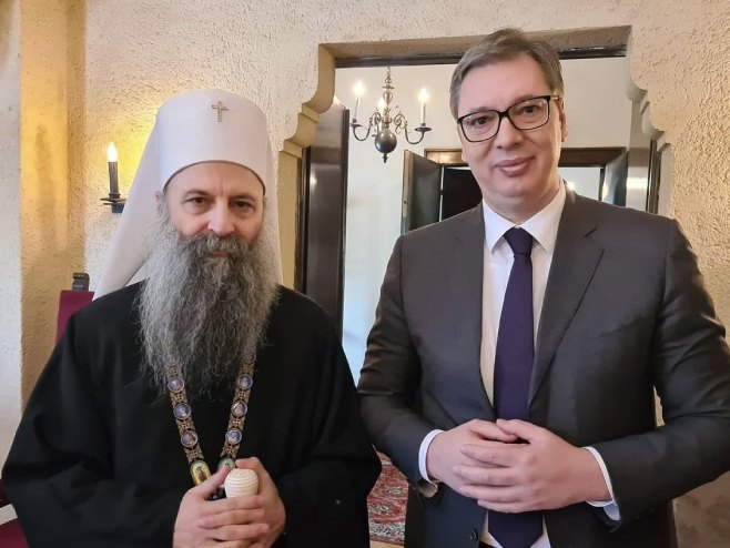 Патријарх Порфирије и Александар Вучић (фото: twitter.com/avucic) Патријарх Порфирије и Александар Вучић (фото: twitter.com/avucic) -