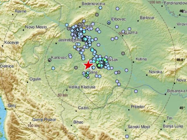 Земљотрес у Хрватској (Фото: EMSC) - 