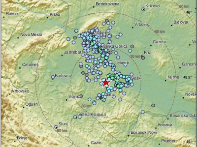 Земљотрес у Хрватској (ФОТО: EMSC) - 