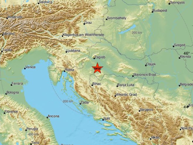 Епицeнтар земљотреса (фото: emsc.eu/Earthquake) Епицeнтар земљотреса (фото: emsc.eu/Earthquake) -