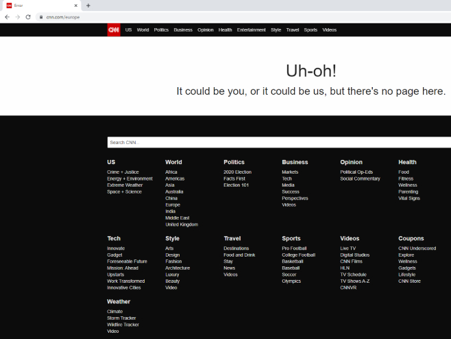 Оборен сајт Си-Ен-Ен (фото: cnn.com/europe) - 