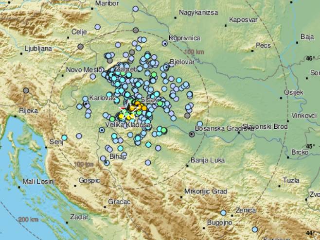 Земљотрес у Сиску (Фото: EMSC) - 