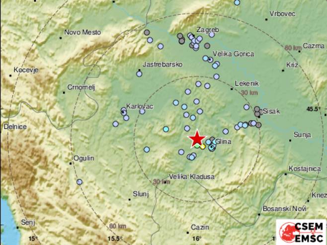 Зељотрес код Глине (Фото:twitter.com/LastQuake) Зељотрес код Глине (Фото:twitter.com/LastQuake) -
