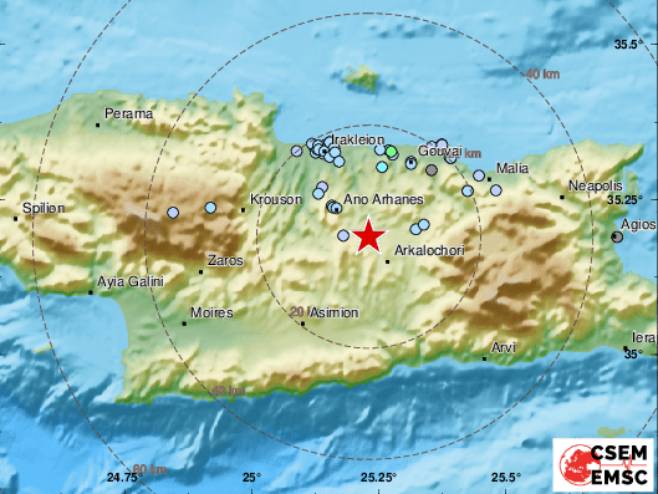 Земљотрес на Криту  (Фото:EMSC) - 
