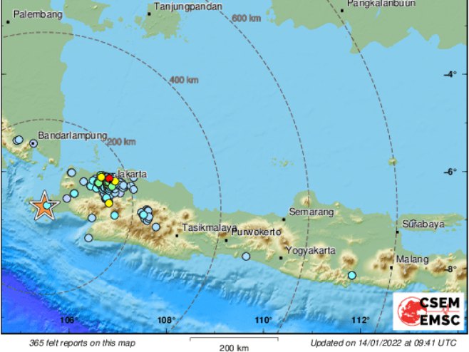 Епицентар земљотреса (фото: twitter.com/LastQuake) Епицентар земљотреса (фото: twitter.com/LastQuake) -