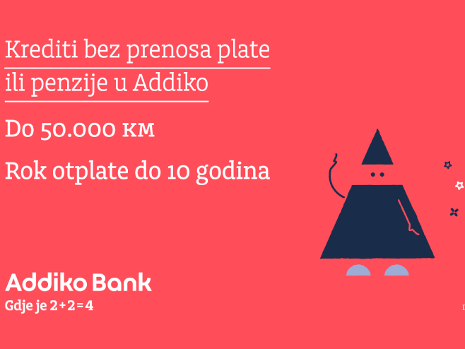 Адико банка омогућила готовински кредит до 50.000 КМ, без преноса плате или пензије