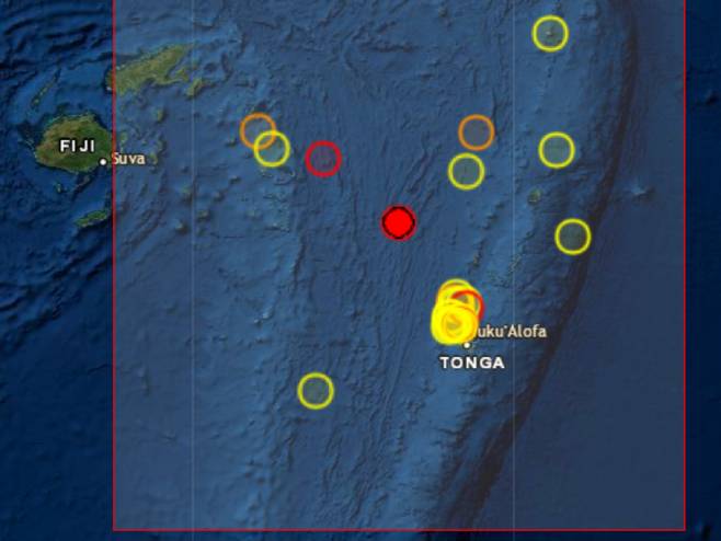 Земљотрес погодио острво Тонга (Фото: Printscreen/EMSC) - 