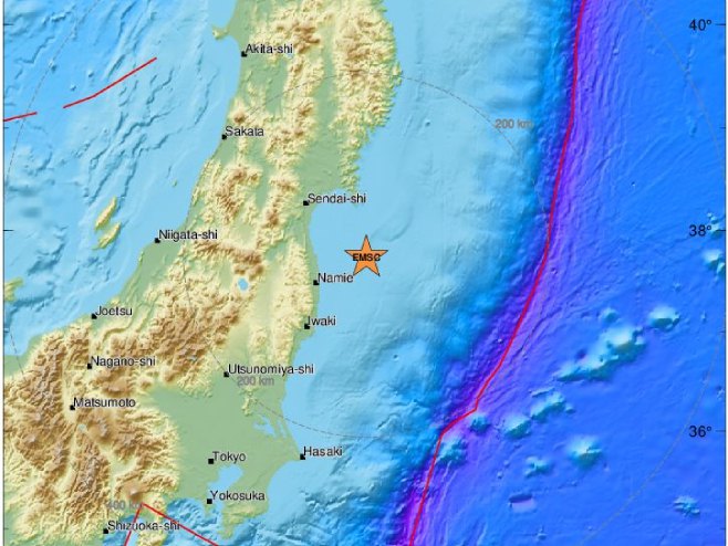 Епицентар земљотреса (фото: emsc.eu) - 